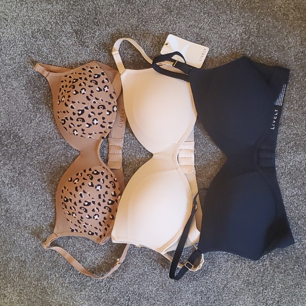 3 Lively Bras Toasted Almond Black Animal Print size 34C